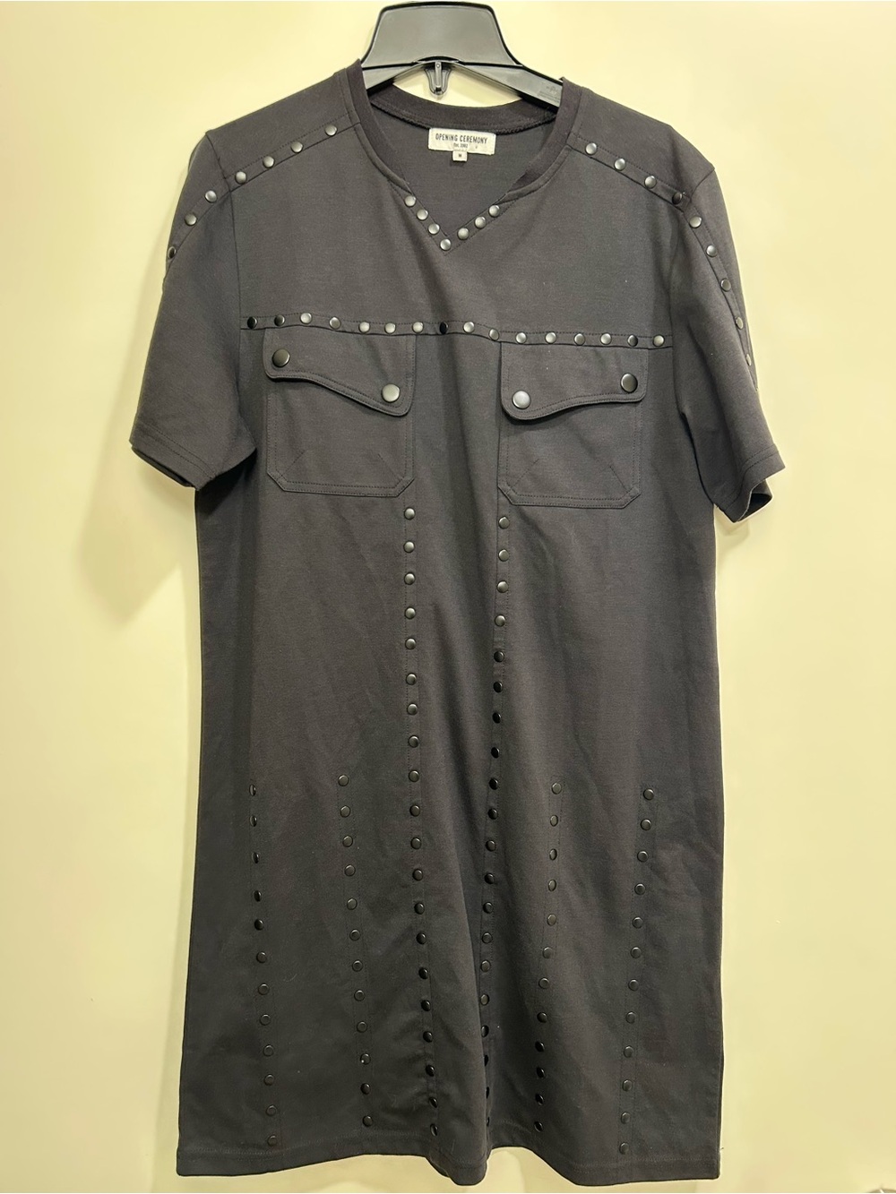 Opening Ceremony Black Studded Mini Dress T-Shirt Dress Size M